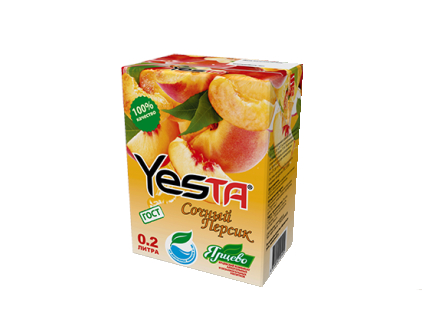 Напиток из яблок, персиков Сочный Персик YESTA 0.2 л / 27шт в коробке, цена за шт