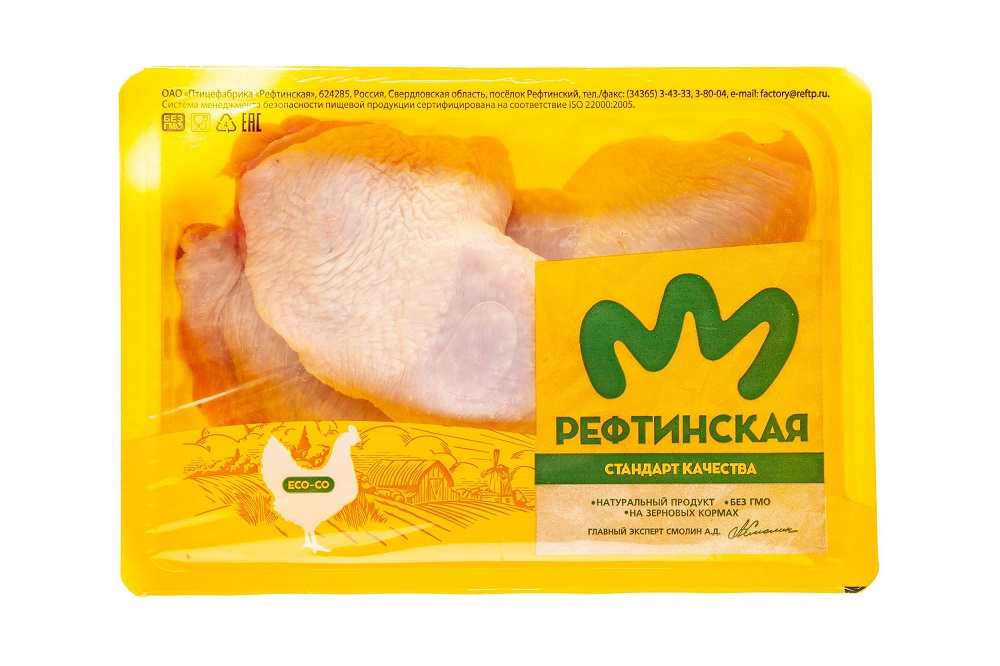 Окорочок цыплёнка-бройлера,  лоток замороженный полуфабрикат, цена за кг Рефтинская ПФ