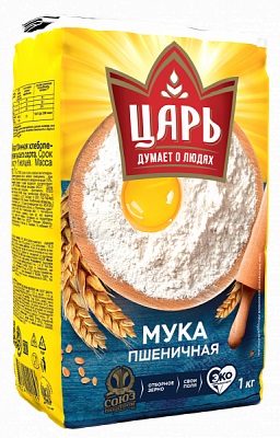 Мука пшеничная хлебопекарная высший сорт "Царь" пакет 1кг цена за шт.