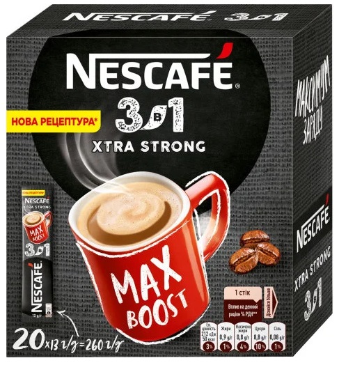 Кофе в пакете Nescafe classic 3 в 1 13г экстра крепкий (24*20) картон