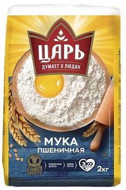 Мука пшеничная хлебопекарная высший сорт "Царь" пакет 2кг цена за шт.