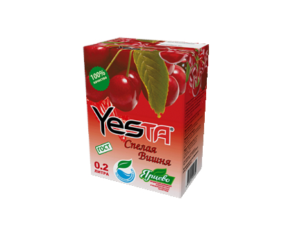 Напиток из яблок, вишни, черноплодной рябины Спелая Вишня YESTA 0.2 л / 27шт в коробке, цена за шт